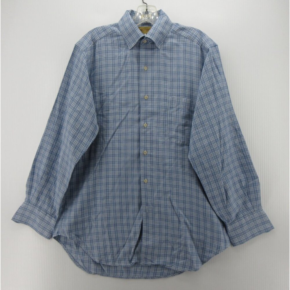 VINTAGE Paul Stuart Shirt Small Cooper Button Down Houndstooth Plaid *